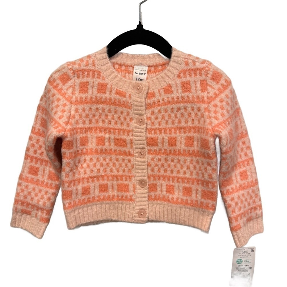 Carter’s NWT Knit Peach and Coral Sweater Cardigan Size 12 Month